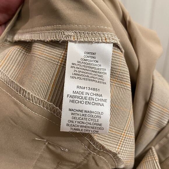 WAYF Pleated Trousers in Taupe Plaid Career Casual Size XL - Picture 6 of 6